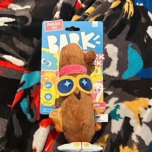 Bark Brown Plush Dog Toy with Blue Sunglasses